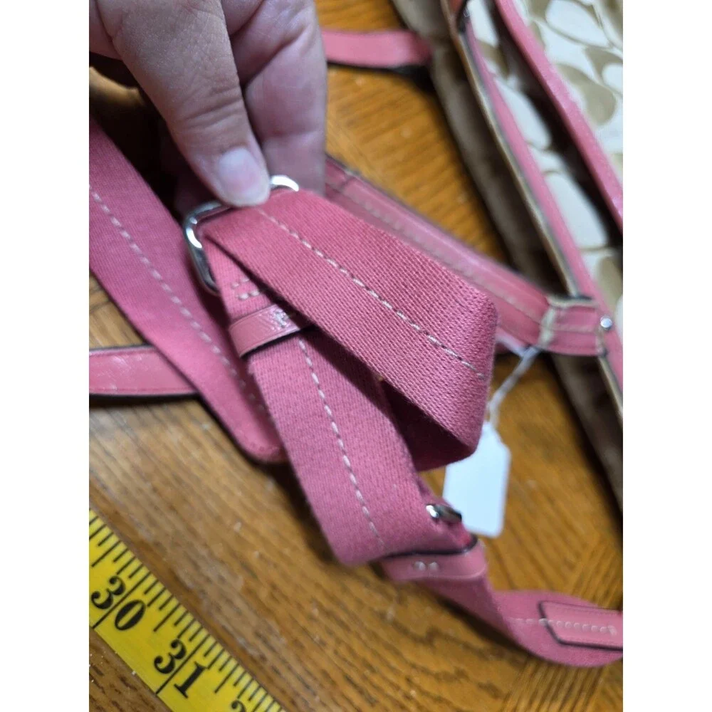 Coach F21865 Signature Stripe Diaper Baby Bag Multifunction Tote Pink Read